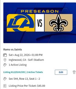 NFL Preseason Rams vs Saints Tickets