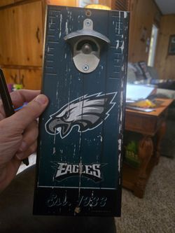 Philadelphia Eagles Wooden Wall Bottle Opener