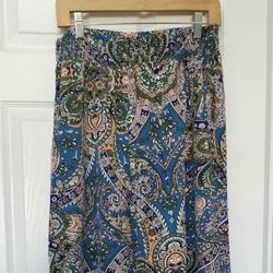 Blue Paisley Wide Leg Pants M