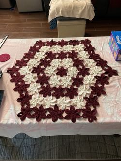 Handmade Crochet Floral Lace Doily Tablecloth