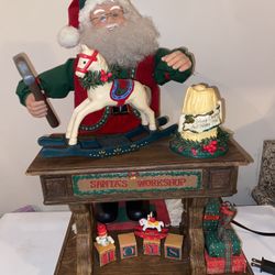 NO LIGHT BULB Animated Santa Claus Motionette Christmas Old toy Maker Musical Lighted