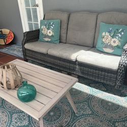 Patio Furniture Set 7 PC Couch, 2 Chairs With 2 Ottoman& Table  