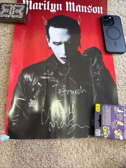 🎸 Marilyn Manson Autographed Promo Poster - Inscribed "To Tetrarch" 🖋️