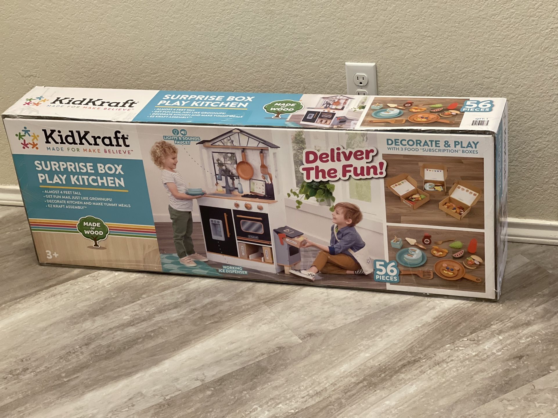 Kidkraft Surprise Box Wooden Play Kitchen with 56 Accessories