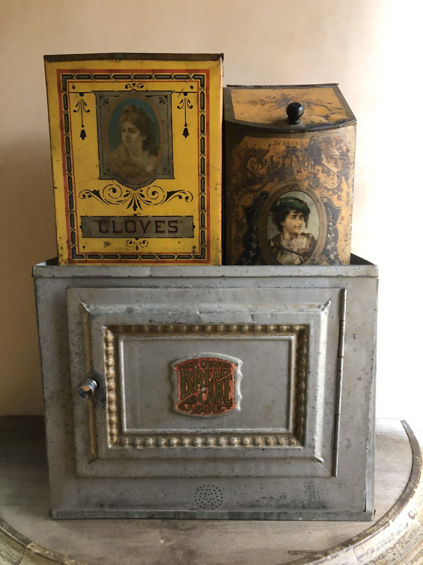 Vintage Bread Cake Galvanized Cabinet by Home Comfort Co. Tin Pie Safe