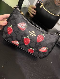 Coach Signature Strawberry Print Shoulder Bag