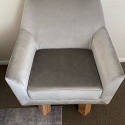 Silver Blue Velvet Chair
