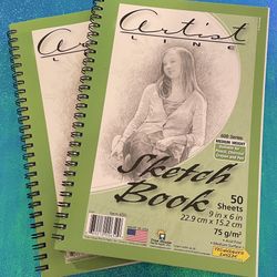 (2) - Artist Line SKETCH Book 50 Sheets Medium Weight 9"x 6" Acid Free Paper NEW