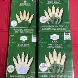 2(100 Each) + 2(50 each) Warm White Mini LED Lights Indoor/Outdoor New 