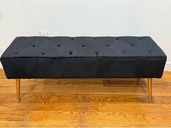 Black Velvet Tufted Bench