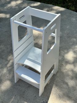 White Wooden Toddler Ladder Tower