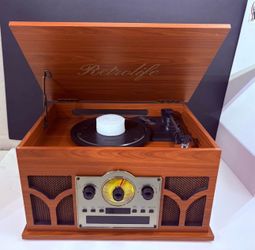 Retrolife 6-in-1 Bluetooth Record Player & Multimedia Center