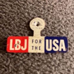 Rare ‘64 Lyndon Johnson LBJ for the USA Campaign Lapel or Pocket Metal Button