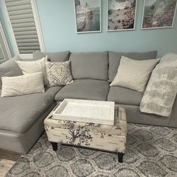 Custom Made Gray ‘Cloud’ Sofa W/ Chaise 