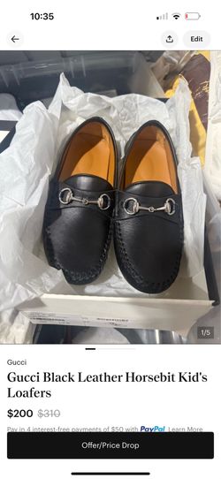 Gucci Kids Leather Horsebit Loafers