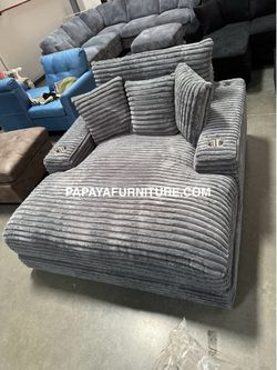 New Oversized Plush Chaise Lounge, Lounger,Cloud Lounge Fur Comfy Chaise Lounge with Cupholders & USB ports, Lounge Single Sofa,Extra Plush Chair Sofa