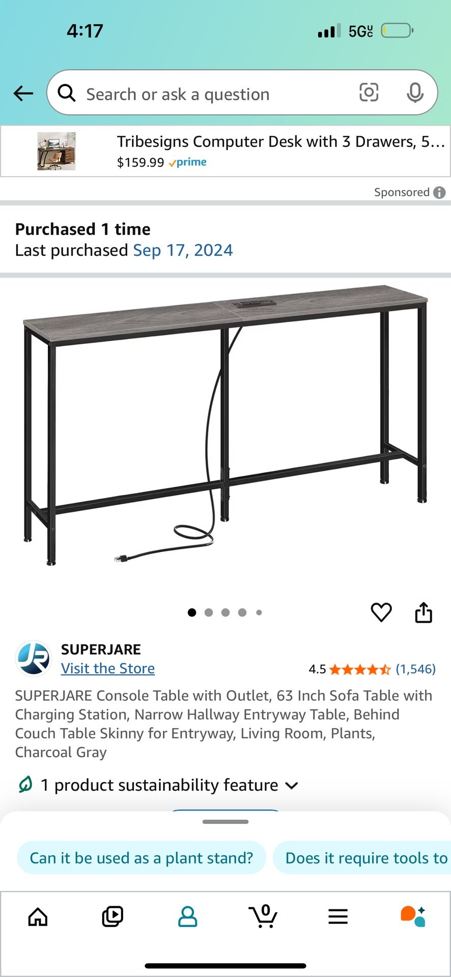 Console Table with Outlet