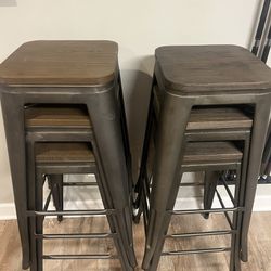Industrial-Style Bar Stools (x6)