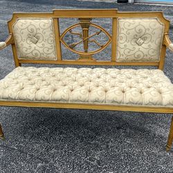 Vintage Neo Classical Louis XVI Style Italian Regency Wooden Framed Settee Arm Chair Bench!  52x29x34in Seat Height 18in