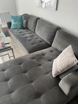Contemporary Grey Microfiber Right Facing Sectional Sofa