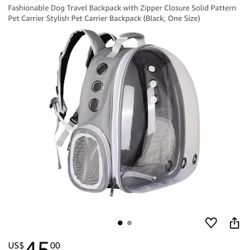 Dog Travel Backpack with Zipper Closure Solid Pattern Pet Carrier Stylish Pet Carrier Backpack