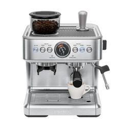 CHEFMAN Crema Supreme Espresso Machine with Conical Burr Grinder and Steam Wand (Stainless Steel)
