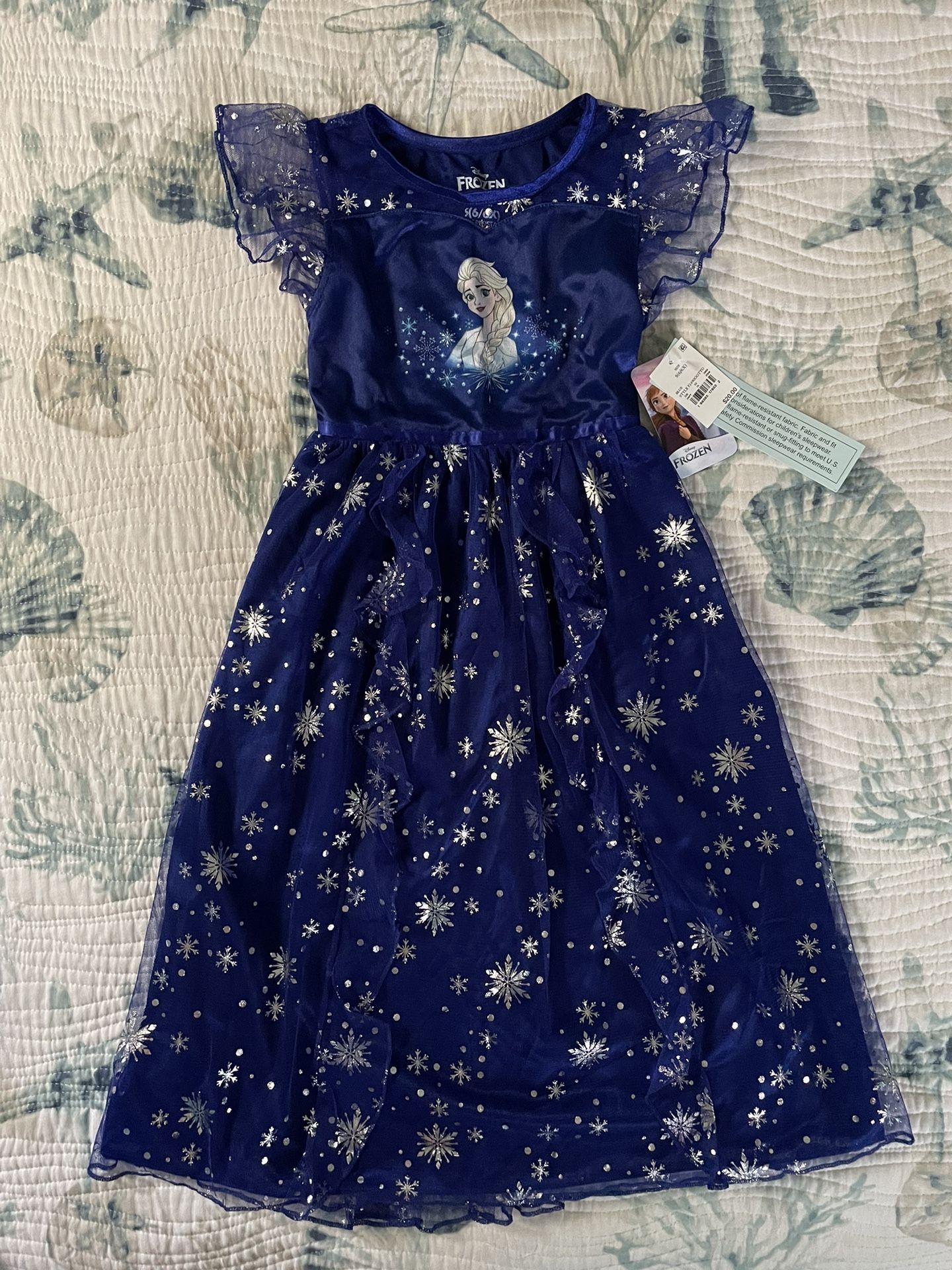 Disney Frozen Elsa pajama dress for girls size small 6/6X - NEW WITH TAGS