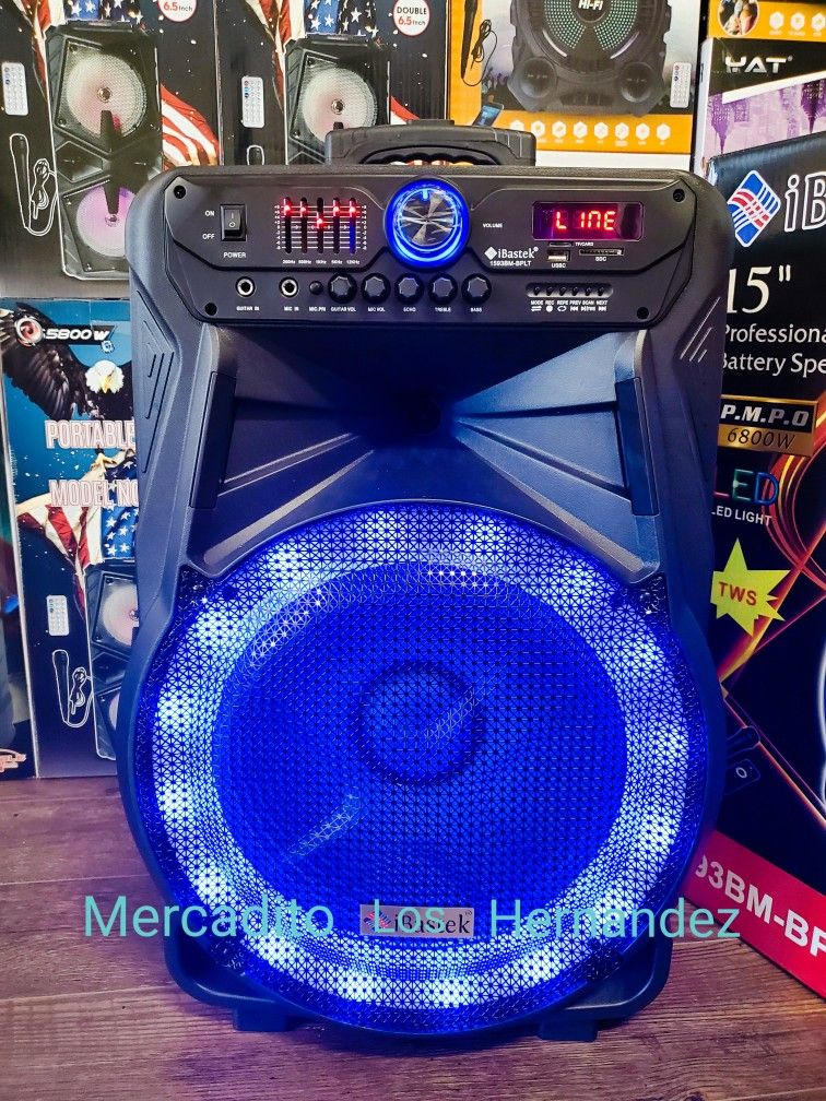 Pro 15" Bluetooth Speaker ❗️ Nuevas en Caja - 6800w - Long Rechargeable 🔋+++ Wireless Mic