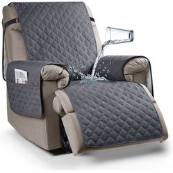 100% Waterproof Recliner Chair Cover Non-Slip Reclining Cover for Recliner Chair Washable Chair Seat Cover with Elastic Straps for Kids, Dogs, Pets (D