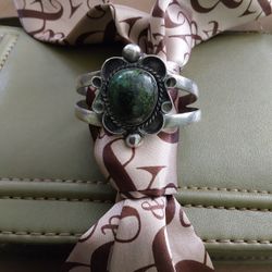 925 Silver Turquois Green Cuff Bracelet 18.5g (With Stone)