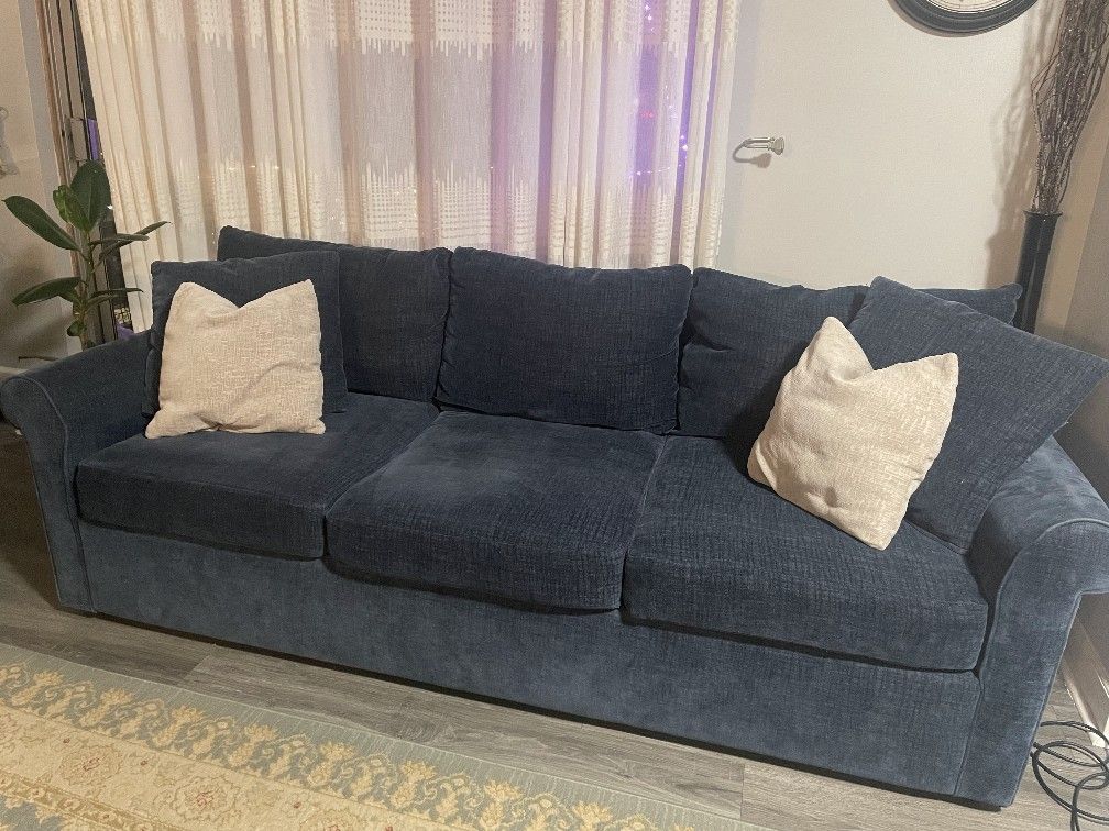 Blue Couch Sofa Fabric 88x38x30