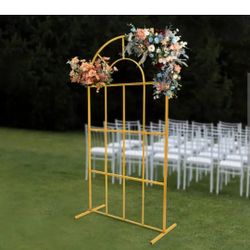 78.74 in. x 39.37 in. Gold Wedding Arch Metal Backdrop Stand Balloon Flower Stand Garden Decoration Arbor