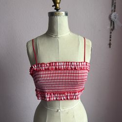 Cutesy Checkered Red Crop Top