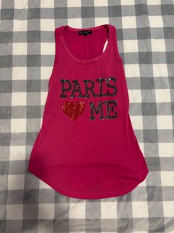 Hello Paris Pink Graphic Tank Top
