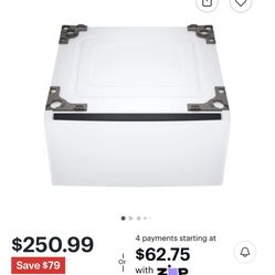 TWO - BRAND NEW IN BOXES - LG  27”  White Laundry Pedestals With Storage Drawer. 