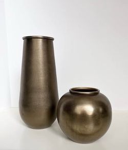 Set of 2 Gold Metal Vases