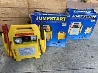Battery jumpstart with air compressor
