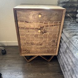Wood Accent File Cabinet with Geometric Design
