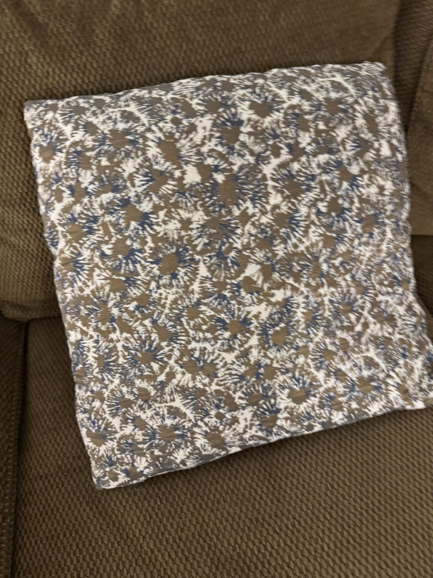 Decorative Brown & Blue Floral Throw Pillow (1)