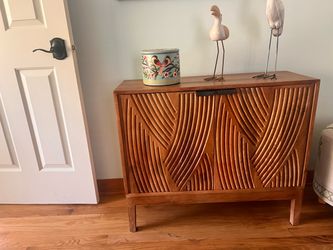 Wood Cabinet with Carved Door Panels
