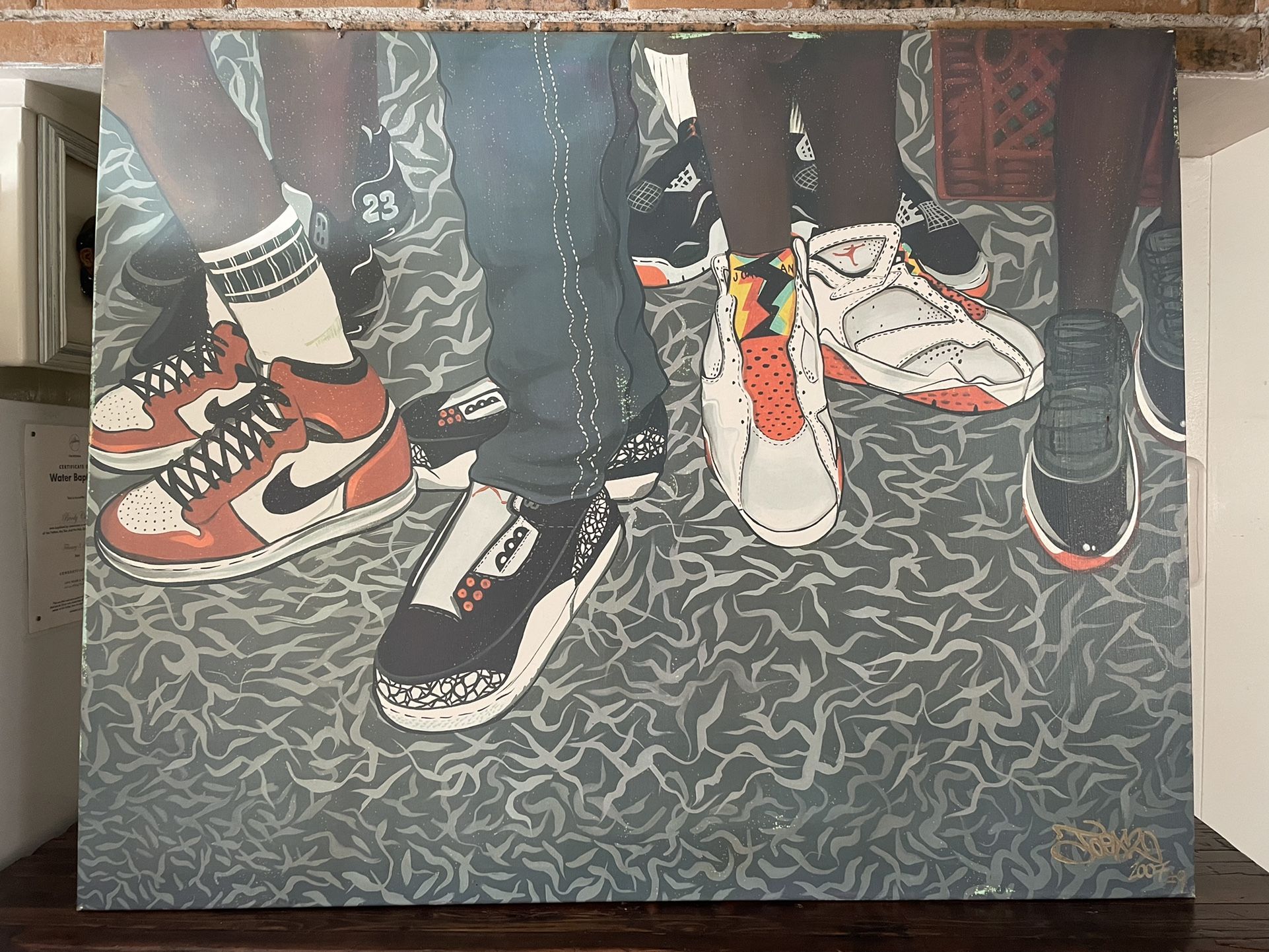 Large Painted Canvas Michael Jordan Shoes