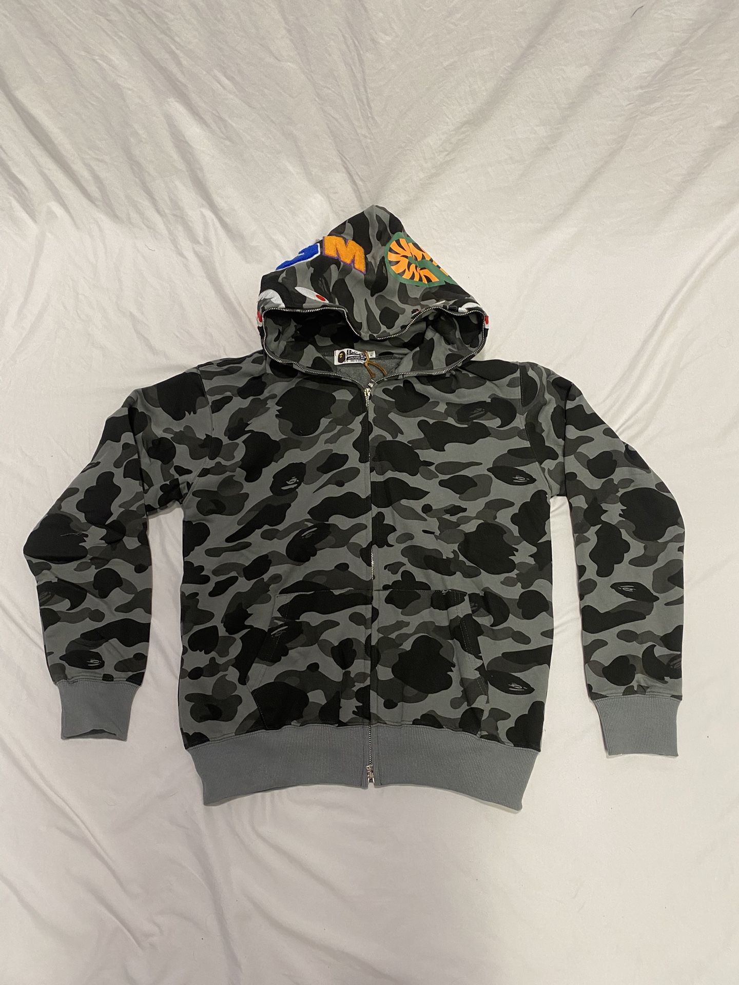 Bape Hoodie Gray Camo Zip Up Size XL