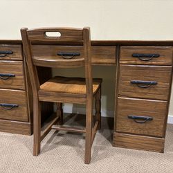 Oak Wood Desk with chair
