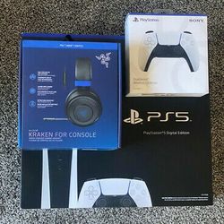 Sony PlayStation 5 PS5 DIGITAL EDITION CONSOLE BUNDLE NEW + EXTRA CONTROLLER

