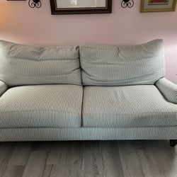 Blue Pin Stripped Couch