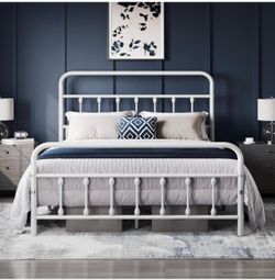 Vintage white bed frame with mattress