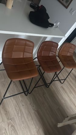 3 set barstools leather 26”
