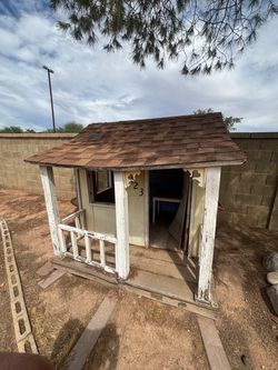 Wooden Kids Playhouse with Shingle Roof