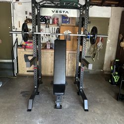 Vesta Fitness HR1000 | Adjustable Bench | 230lb Bumpers Olympic Weight | 7ft Olympic Barbell | Fitness | Gym Equipment | FREE DELIVERY 🚚 