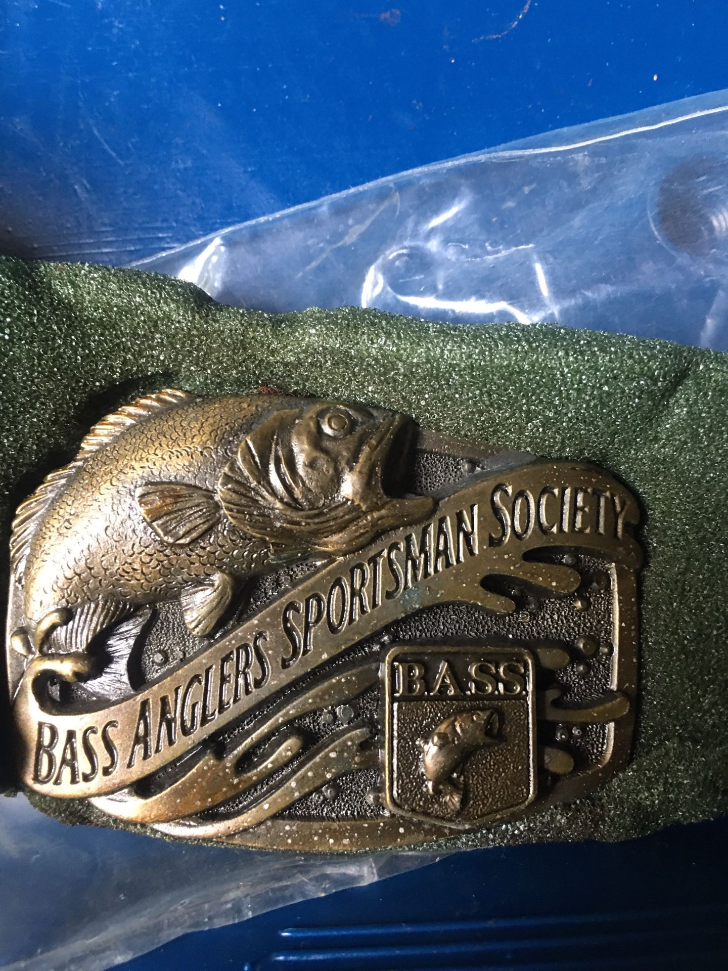 Brass belt buckle bass  sportsman society